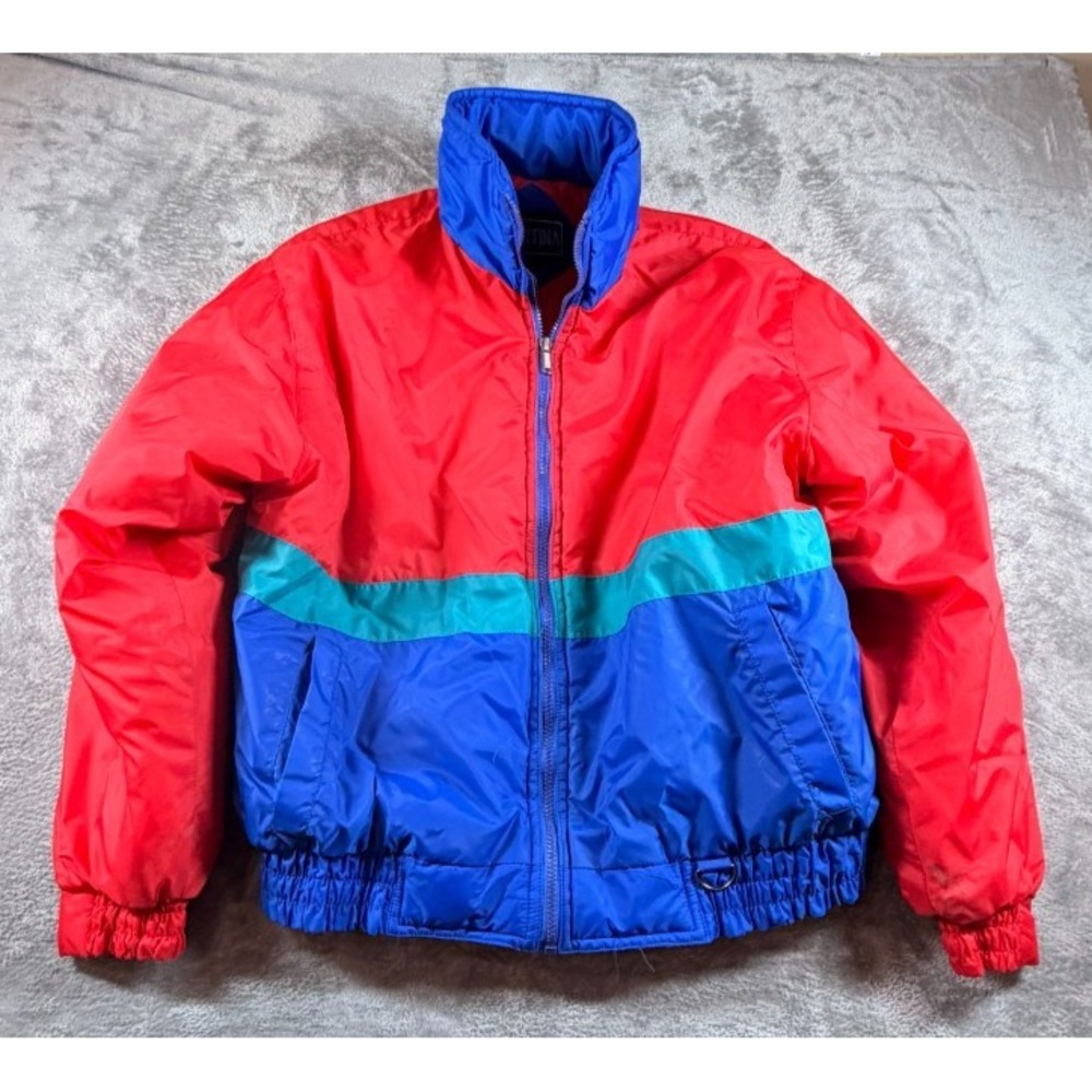 Cortina Colorblock Puffer Jacket Mens XL Red‎ Blue Teal Zip Front Winter